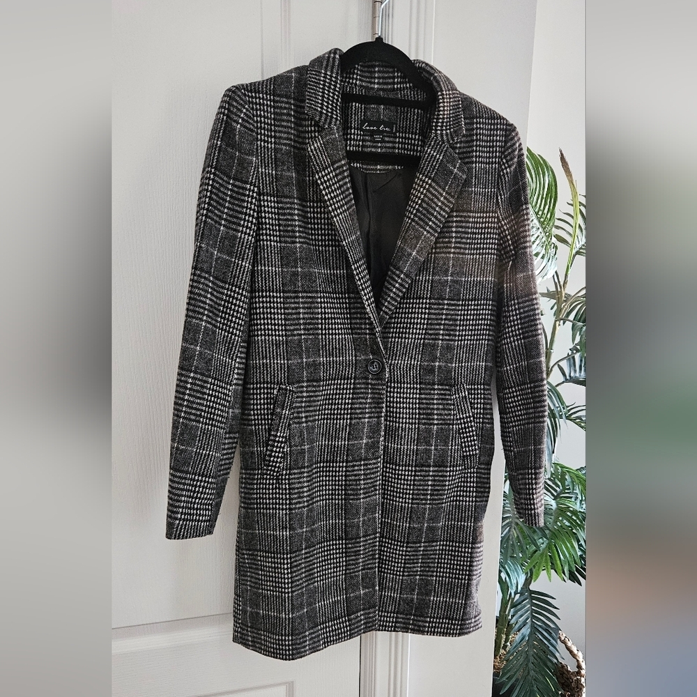 Love Tree Black and White Checkered Blazer